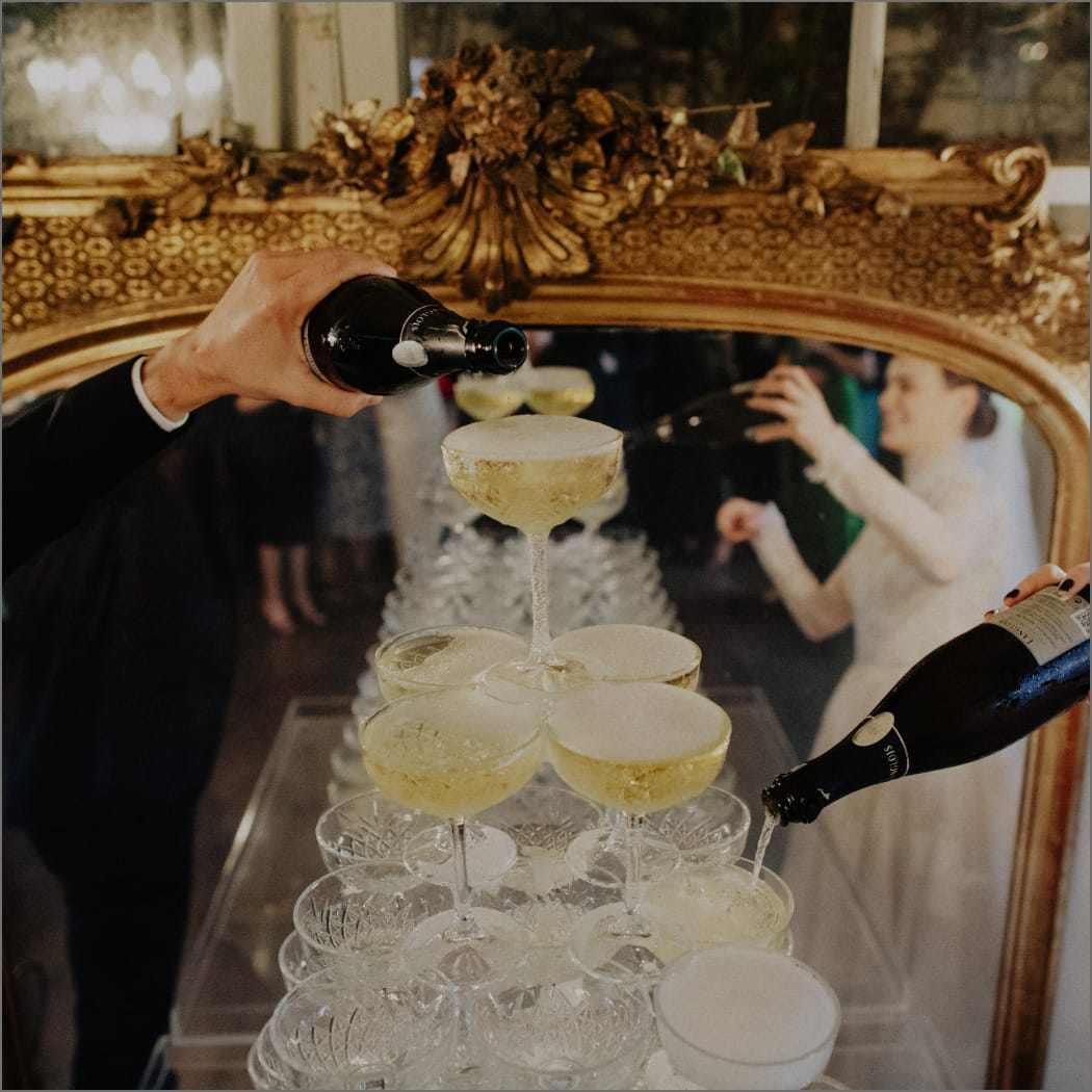 Photo of a champagne tower for a celebration for any private or corporate event in Sydney or surrounds.