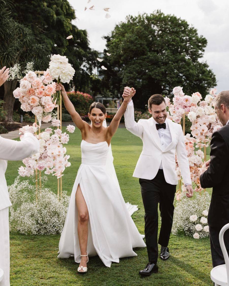 Photo of a joyful wedding celebraton styled by Sydney Event Planner Form over Function